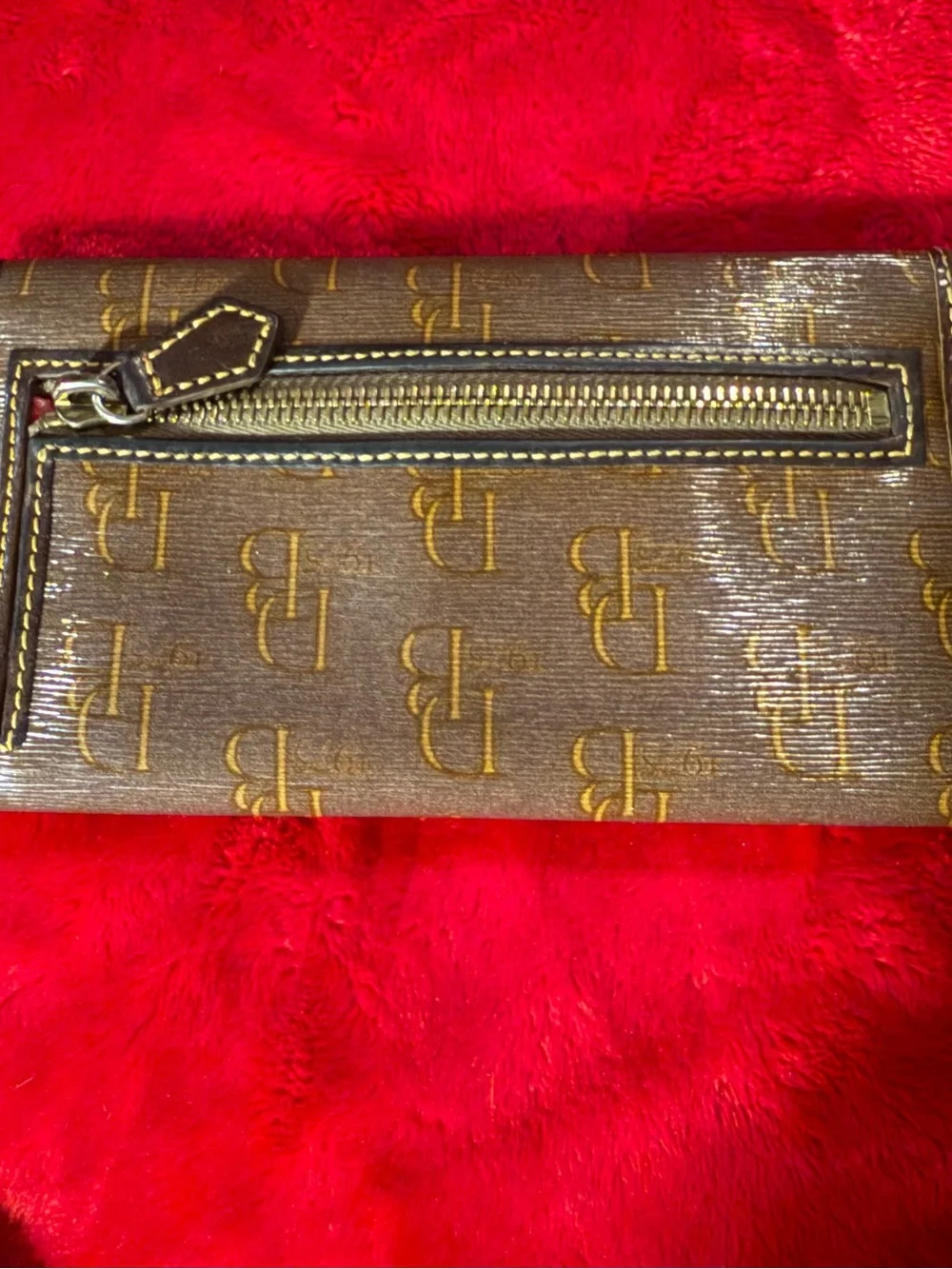 Dooney & Bourke Vintage DB Monogram Trifold Wallet Brown